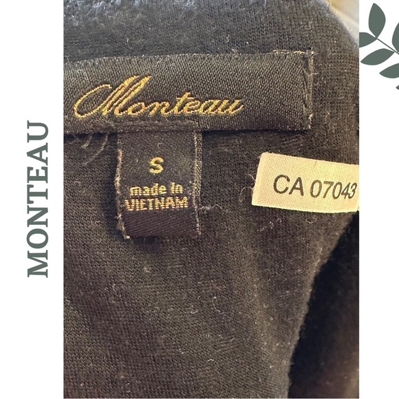 🛍️3/$40 Monteau A-Line Sleeveless Dress Black Whitee Polka Dot Cut Out Sz Small - Picture 7 of 7